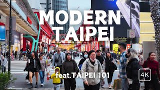 Central Taipei Walk Tour (feat. Iconic Taipei 101!) [4K]