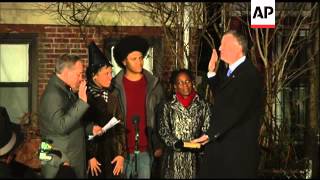 Bill de Blasio was sworn in as the 109th Mayor of New York City in the first minutes of the new year