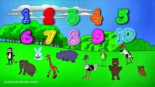 Números para niños en español - Aprender a contar del 1 al 10 con Los Animales del Zoo Lunacreciente