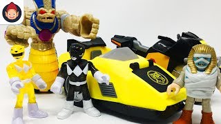 Imaginext Power Rangers Mastadon Battle Bike With Black Ranger & Yellow Ranger - Unboxing Toy Video