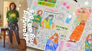 drawing my outfits every day for a week 🍁 art vlog