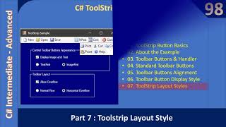 C# ToolStrip Control | Part 7 - Toolstrip Layout Style | C# Advanced #98