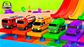 Learn Colors with Street Vehicles Toys Flying Cars Surprise Soccer Ball Nursery Rhymes & Kids Songs