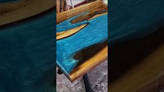 Black walnut with epoxy resin dining table on Hatty metal table legs