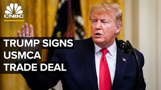 President Donald Trump signs US-Mexico-Canada trade agreement – 1/29/2020