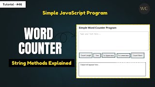 Word Counter Program in JavaScript 🚀🔥| String Methods Explained | JavaScript Project | Tutorial #46