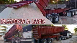 Tipping a Dump Trailer - Huge Load Of Aggregate