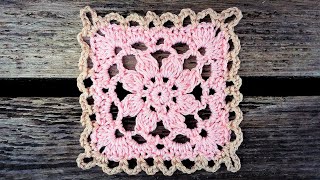 How To Crochet Cherry Blossom Square Motif Part 1