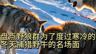 盘点野狼群为了度过寒冷的冬天，捕猎野牛的名场面 动物世界 神奇动物在抖音 动物解说 野生动物零距离 神奇动物