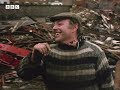1979 FRED DIBNAH and his wife TOPPLE HUGE CHIMNEY with FIRE  Steeplejack  1970s  BBC Archive