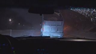 Snow plows work to clear roads in Montgomery County