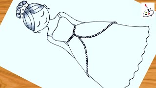 Princess Doll Drawing||How to draw a Doll in beautiful dress ||Easy Drawing ideas for Beginners
