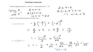 MTH 085 Evaluating an Expression