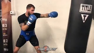 CALEB PLANT LAUNCHING POWER JABS ON THE HEAVY BAG, PUTTING IN WORK FOR MIKE LEE FIGHT
