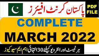 Newest Pakistan Current Affairs March 2022 with PDF