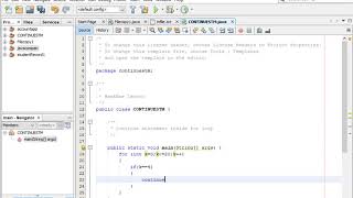 continue statement inside for loop in java
