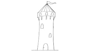 How to Draw a Tower - EASY - FOR KIDS