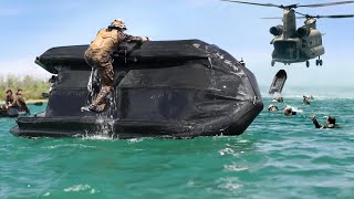 US Marines Clever Techniques to Recover Capsized Boats in Middle of Sea