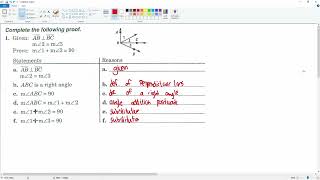 Proving Angle Addition Complementary Angles. 2-7 Reteaching Worksheet. Question 1.