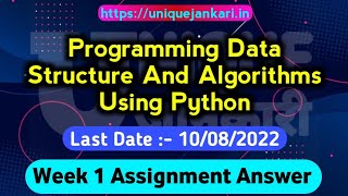 NPTEL Programming Data Structure And Algorithms Using Python Assignment 1 Answers 2022