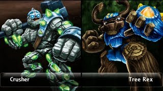 SKYLANDERS GIANTS CRUSHER VS GNARLY TREE REX