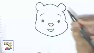 How to draw Winnie the Pooh  easy steps, step by step for children, kids, beginners