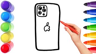 How To Draw  i phone  Drawing, Painting \u0026 Coloring For Kids and Toddlers_ Child Art 🐋🌈🎨