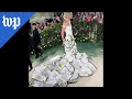 Gigi Hadid's ruffles drape down Met Gala steps