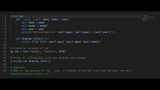 Python interview question: __init__ and "self"
