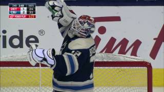 Bobrovsky strikes a pose after scooping up tipped shot