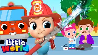 Baby John & The Firetruck to the Rescue | Policeman and Ambulance | Kids Songs By Little World