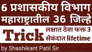 महाराष्ट्रातील प्रशासकीय विभाग ट्रिक |महाराष्ट्रातील 36 जिल्हे | Shashikant Patil | Success Academy