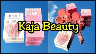 Kaja Beauty - New Cheeky Stamp Blush \u0026 Lil Shots Mini Gloss Duo - Swatches and Trying them on.