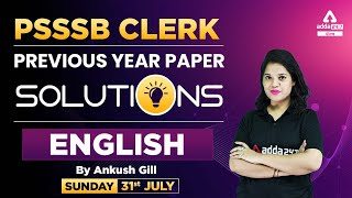 PSSSB Clerk 2022 | PSSSB Clerk English Preparation | Previous Year Paper Solutions