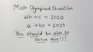 Math Olympiad Question | Algebra Equation Solving | You should be able to solve this!!