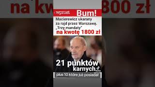 Macierewicz ukarany za rajd przez Warszawę. 1800zl Mandatu, 21 pkt. #macierewicz #pis#mandat