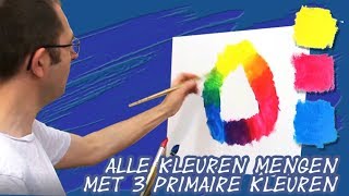 Kleuren mengen met acrylverf: maak alle kleuren met 3 primaire kleuren. Schilderles Toon Nagtegaal