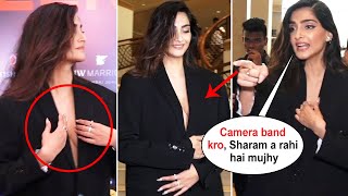 Sonam Kapoor Embarrassing Moment in Uncomfortable Open Blazer