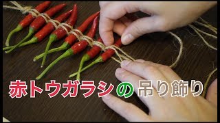 【乾燥保存方法】唐辛子の結び方・紐の縛り方/how to string chillies to dry