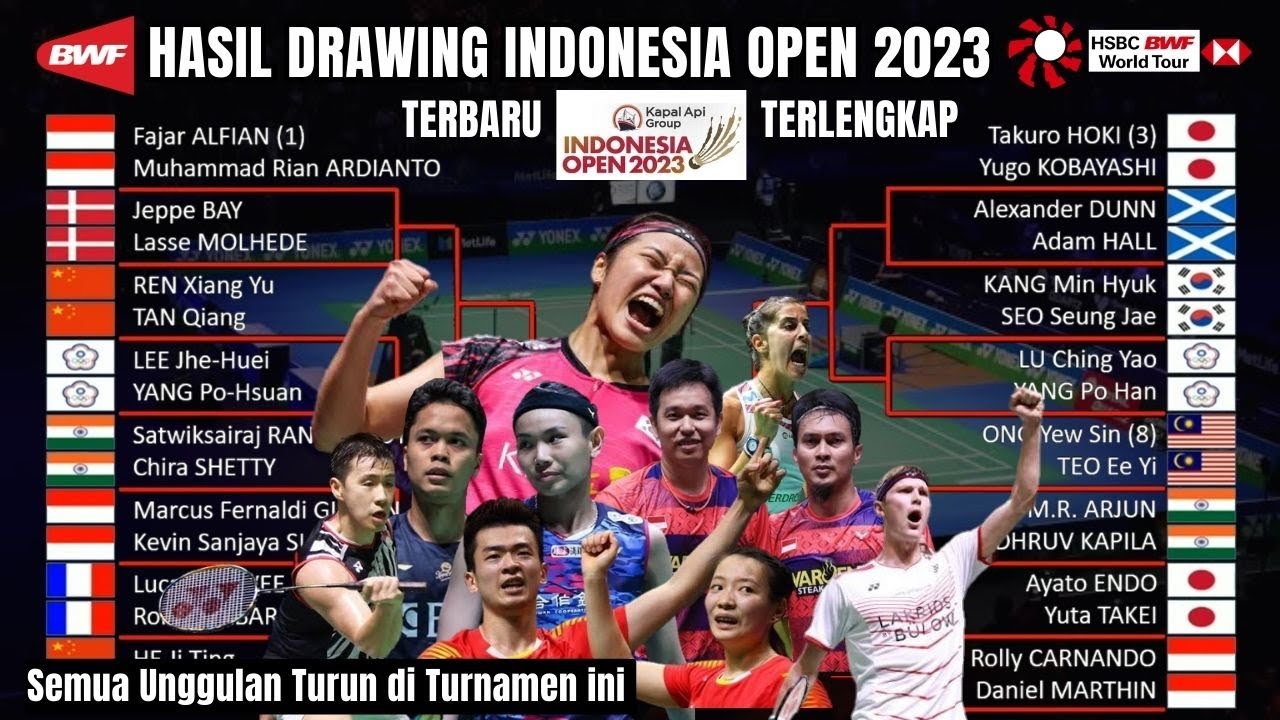 HASIL DRAWING INDONESIA OPEN 2023 TERBARU 13 S/d 18 Juni 2023 ~ Semua ...