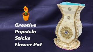 how to make flower pot with ice cream sticks