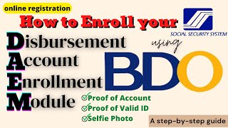 How to apply DAEM using BDO Bank | Disbursement Account Enrollment Module 2023 | My.SSS Portal