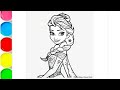 How to draw Elsa from Frozen, Disney princess Elsa drawing, Frozen movie colouring pages