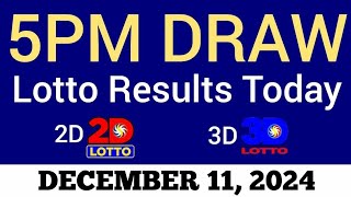 Lotto Result Today 5pm Draw December 11 2024 Swertres Ez2 PCSO Live Result