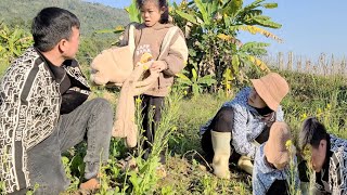 The single father and his girlfriend happily went to get vegetable seedlings to plant