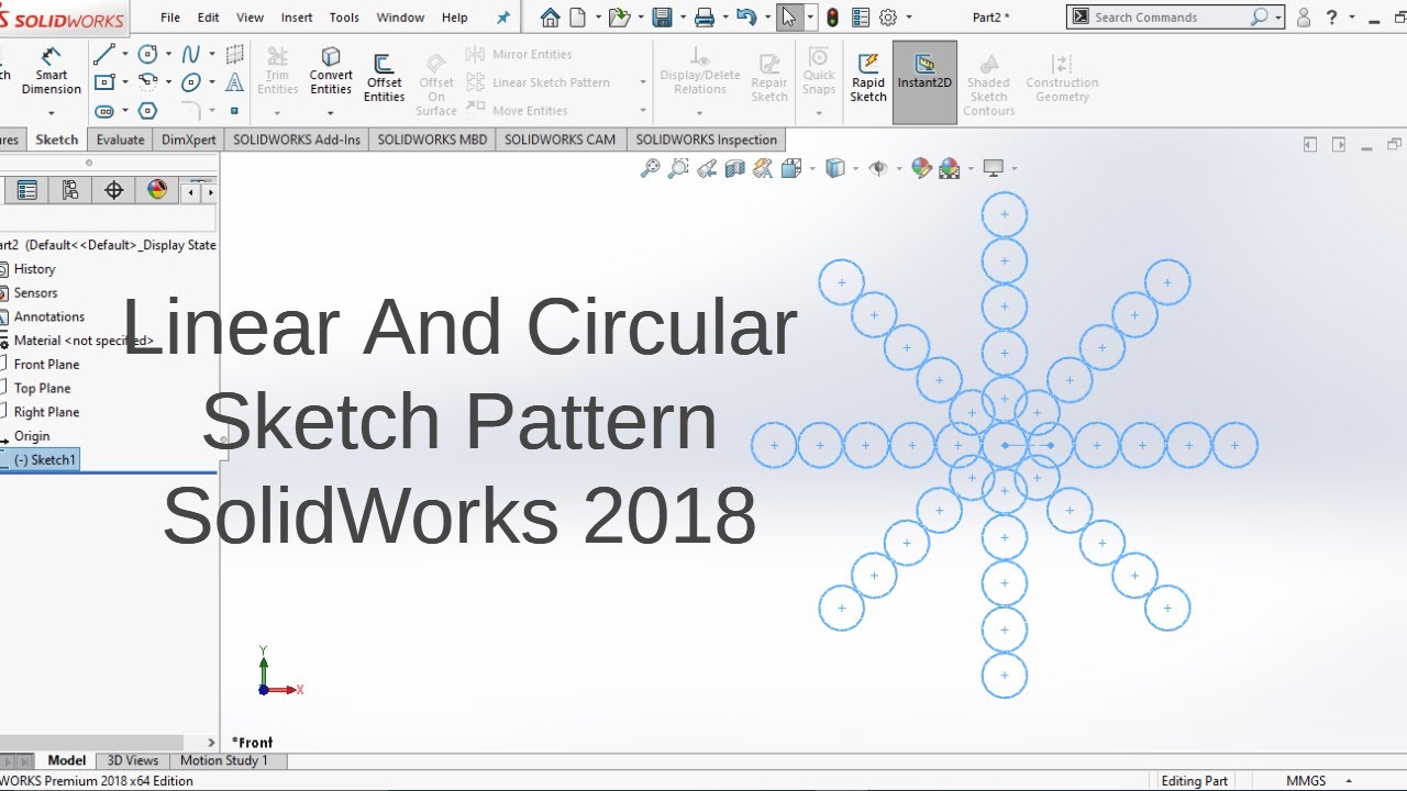 Solidworks 2018 Tutorial For Beginners Linear And Circular Sketch