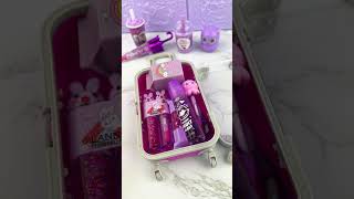 Packing Mini Suitcase with PURPLE Lip Balm Satisfying Video ASMR! #asmr 💜🍇☂️