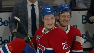 Juraj Slafkovsky Laughing After Falling Off The Bench