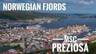 NORWEGIAN FJORDS MSC PREZIOSA  KIEL - BERGEN - ALESUND - STAVANGER - MALOY  4K