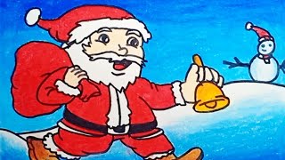 How To Draw Christmas Scenery And Santa Claus With Snowman |Drawing Santa Claus Easy